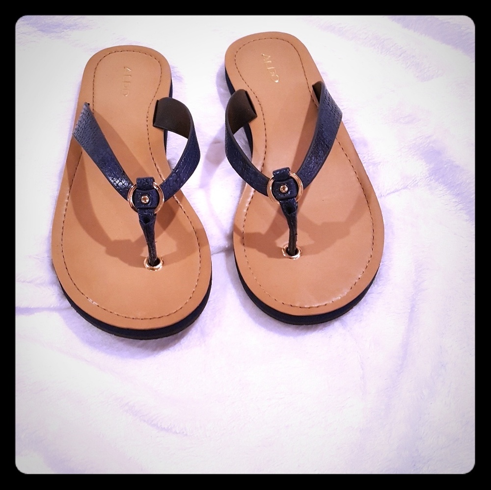 Navy Blue Thong Sandals